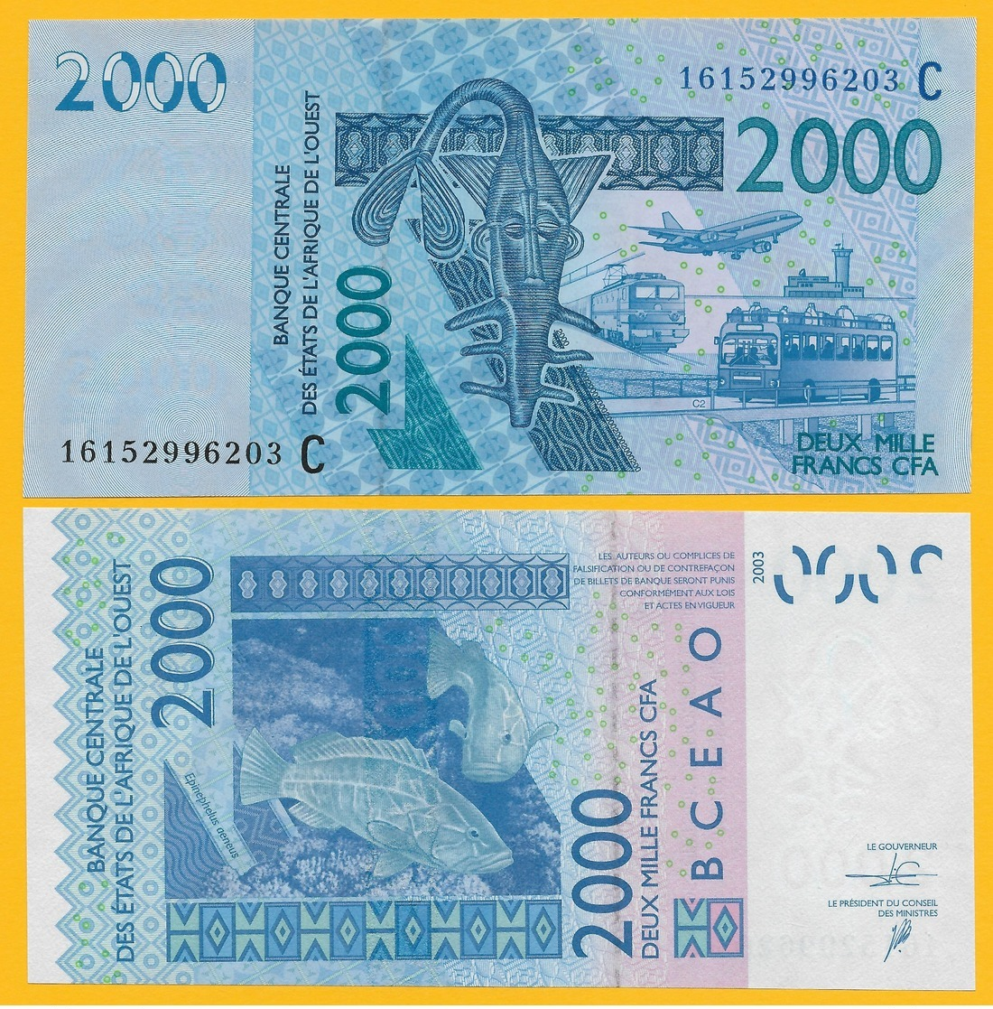 West African States 2000 Francs Burkina Faso (C ) P-316C 2016 UNC Banknote - Westafrikanischer Staaten