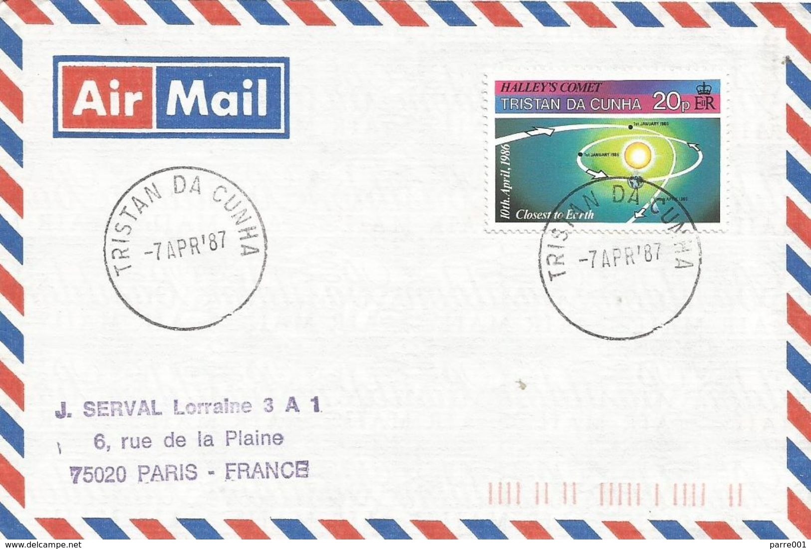 Tristan Da Cunha 1987 Space Halley's Comet Cover - Tristan Da Cunha