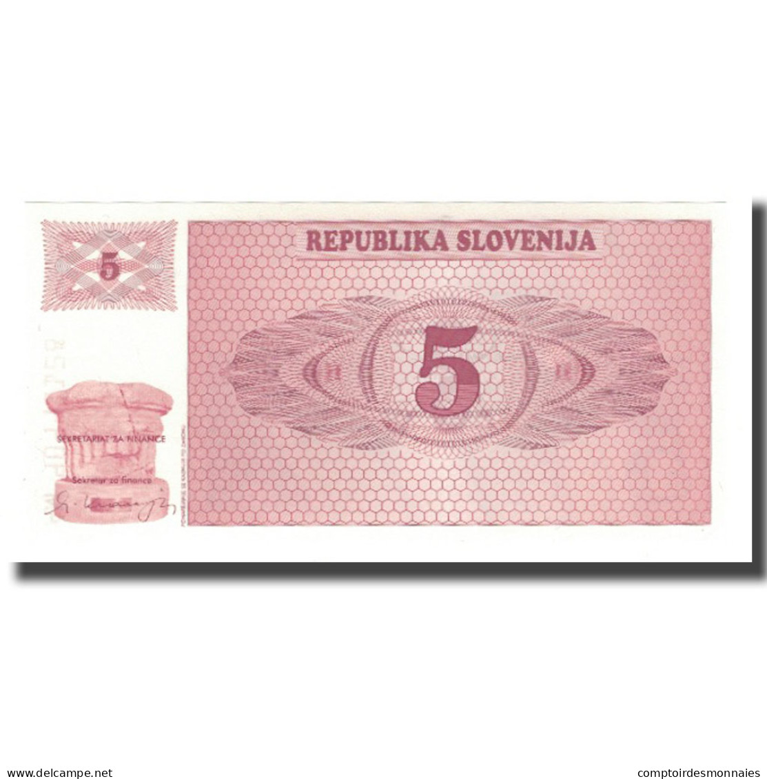 Billet, Slovénie, 5 (Tolarjev), 1990, UNdated (1990), KM:3a, NEUF - Slovénie