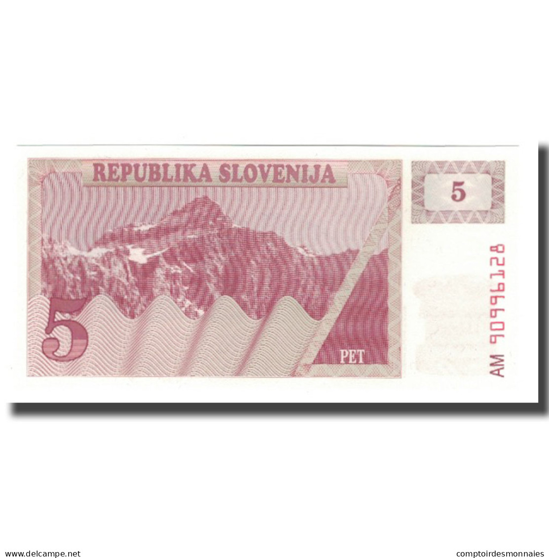 Billet, Slovénie, 5 (Tolarjev), 1990, UNdated (1990), KM:3a, NEUF - Slovénie