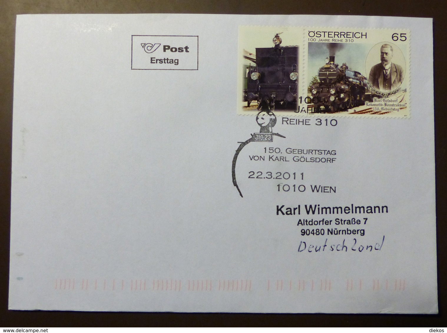 Brief Österreich   2011  Eisenbahn  Gölsdorf  FDC   #cover 4856 - Briefe U. Dokumente