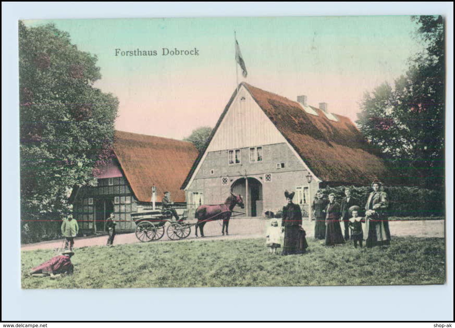 N2504-2177/ Wingst Forsthaus Dobrock  Kutsche Schöne AK 1912 Höftgrube - Sonstige & Ohne Zuordnung