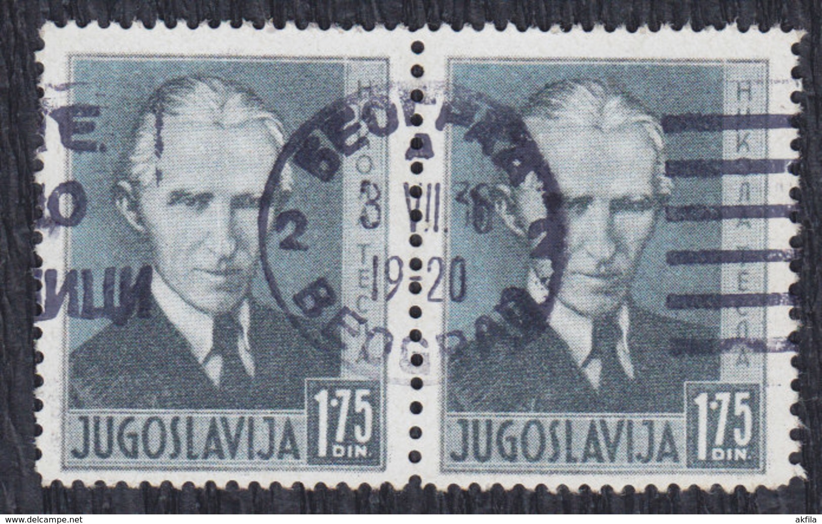 Yugoslavia 1936 Nikola Tesla, In Pair, Used (o) Michel 327 - Gebraucht