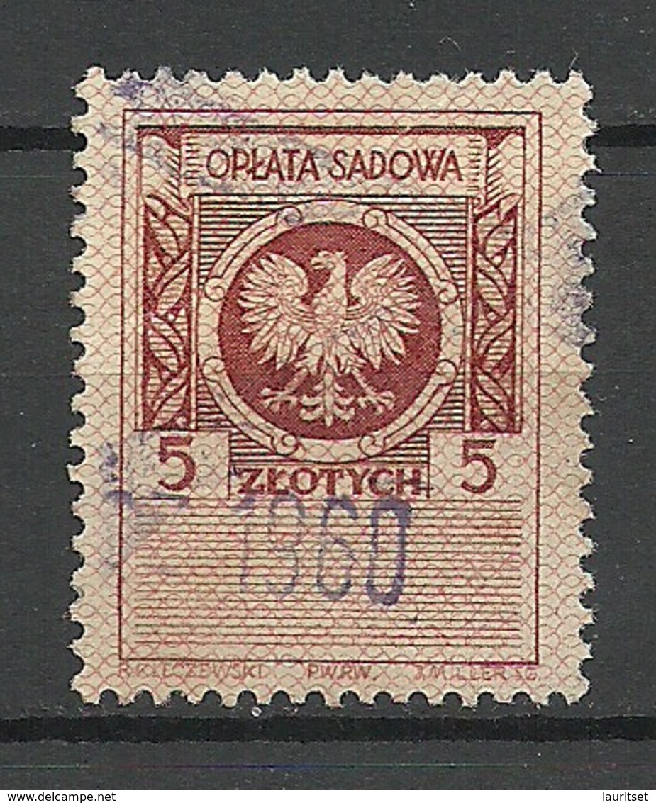 POLEN Poland O 1960 Revenue Tax Oplata Sadowa 5 Zl. O - Fiscaux