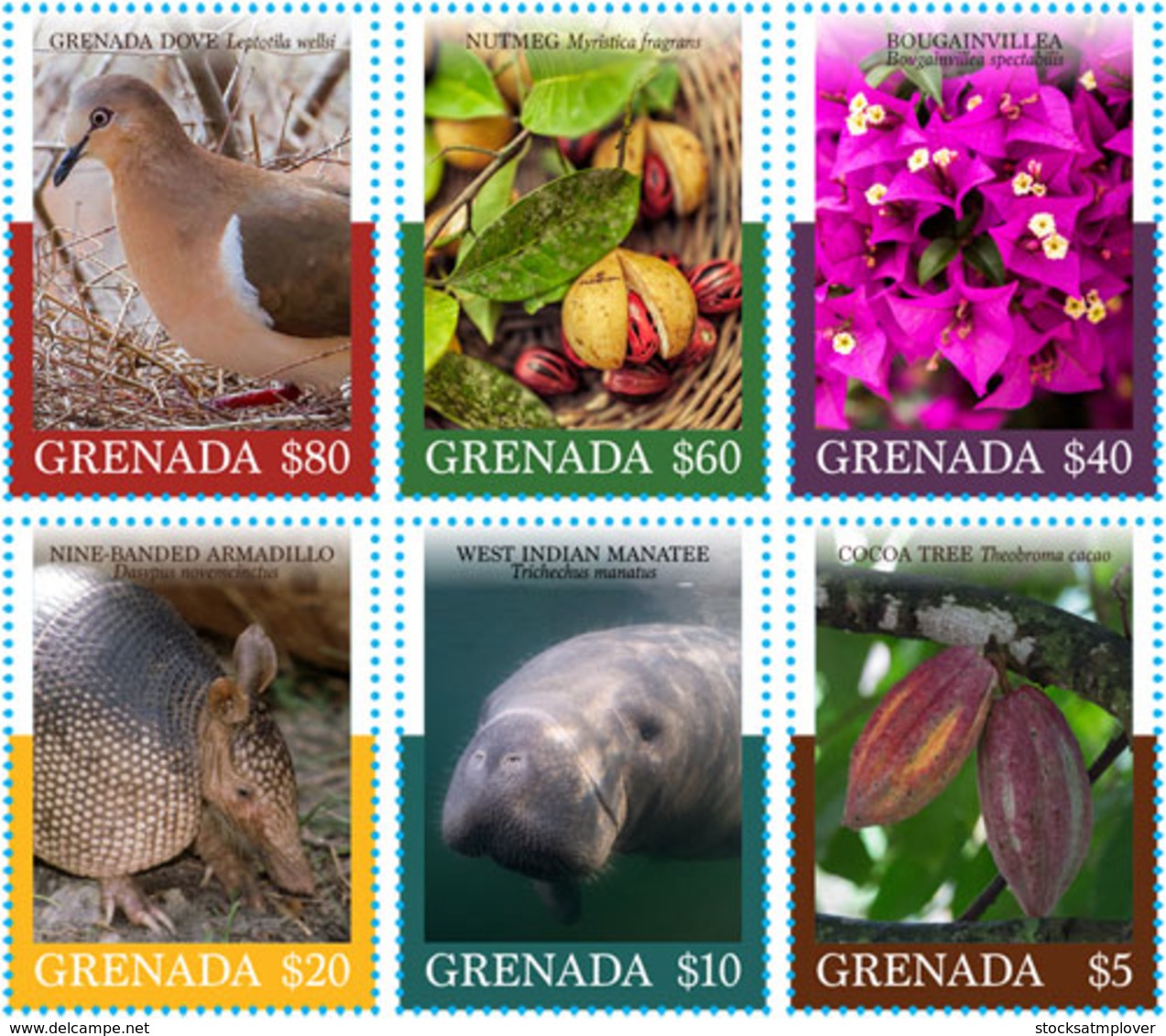 Grenada  2018  Fauna And Flora  ,bird ,manatee,nutmeg .flower . High Face Value   I201901 - Grenada (1974-...)