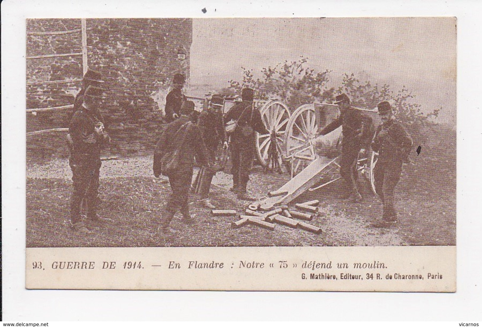 CPA MILITARIA En Flandre Notre 75 Défend Un Moulin - Guerre 1914-18