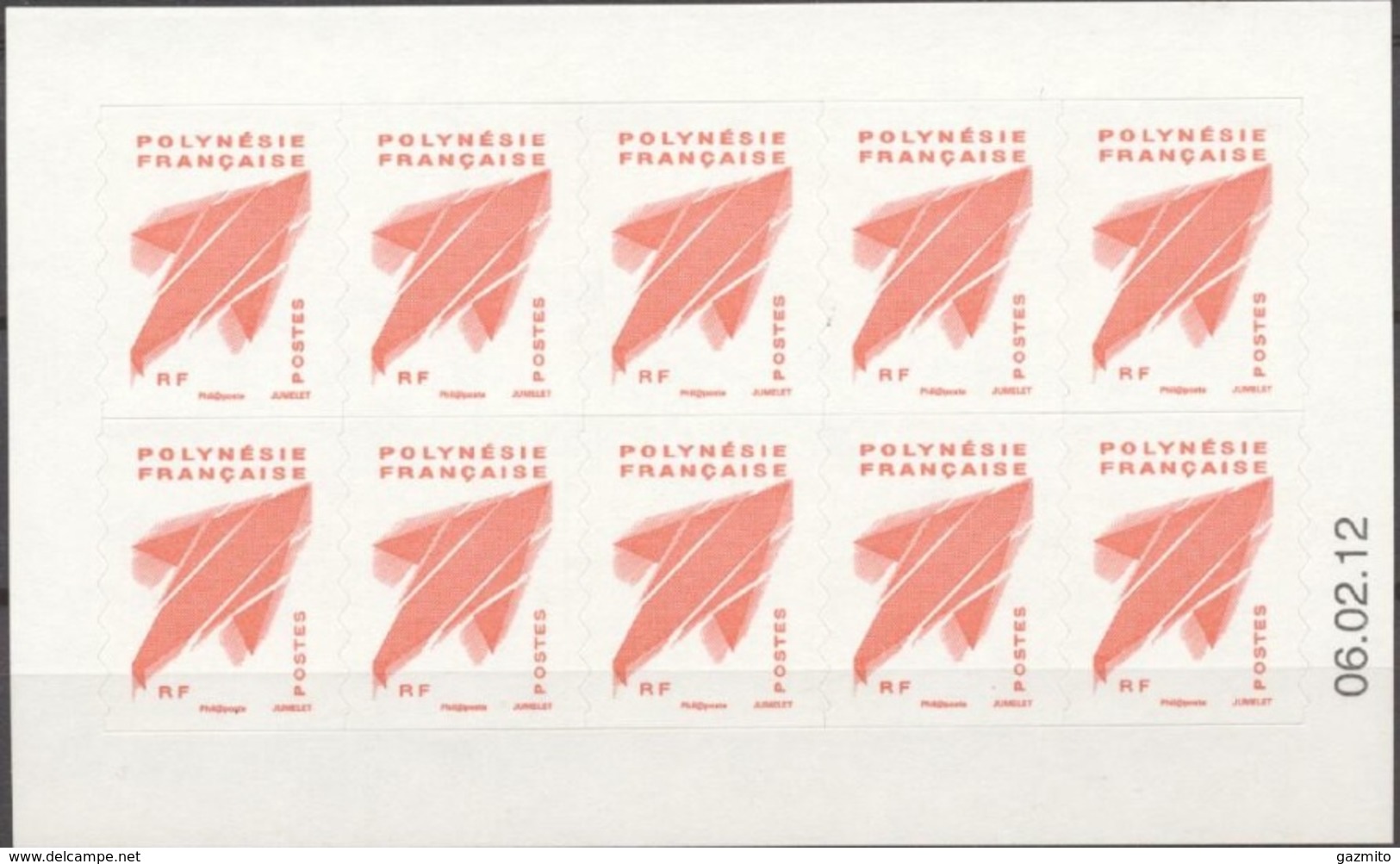 Polynesia 2012, Def. Issue, Red, Sheetlet - Unused Stamps