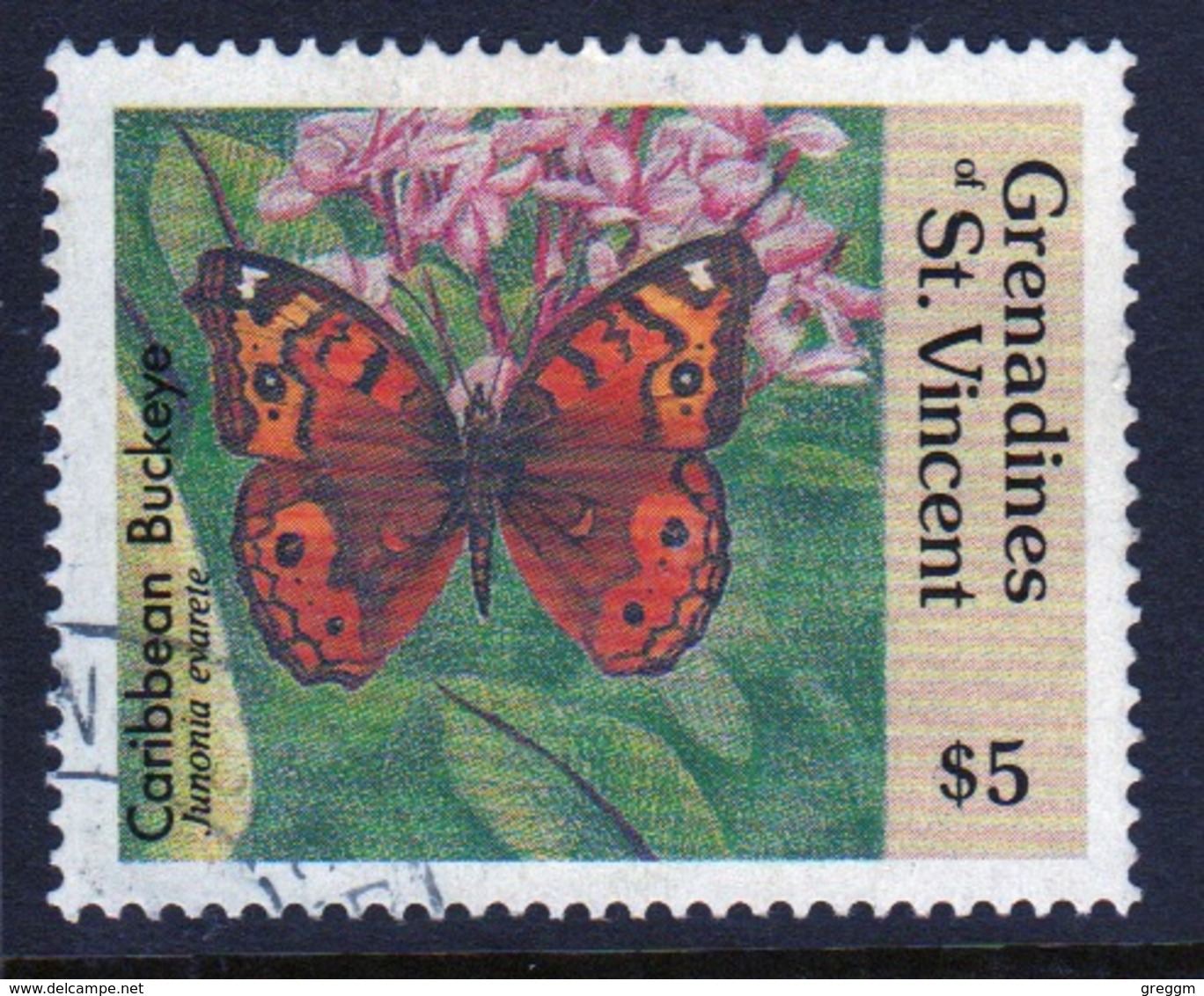 St.Vincent & Grenadines 1989 Single $5 Stamp From The Butterflies Set. - St.Vincent Und Die Grenadinen