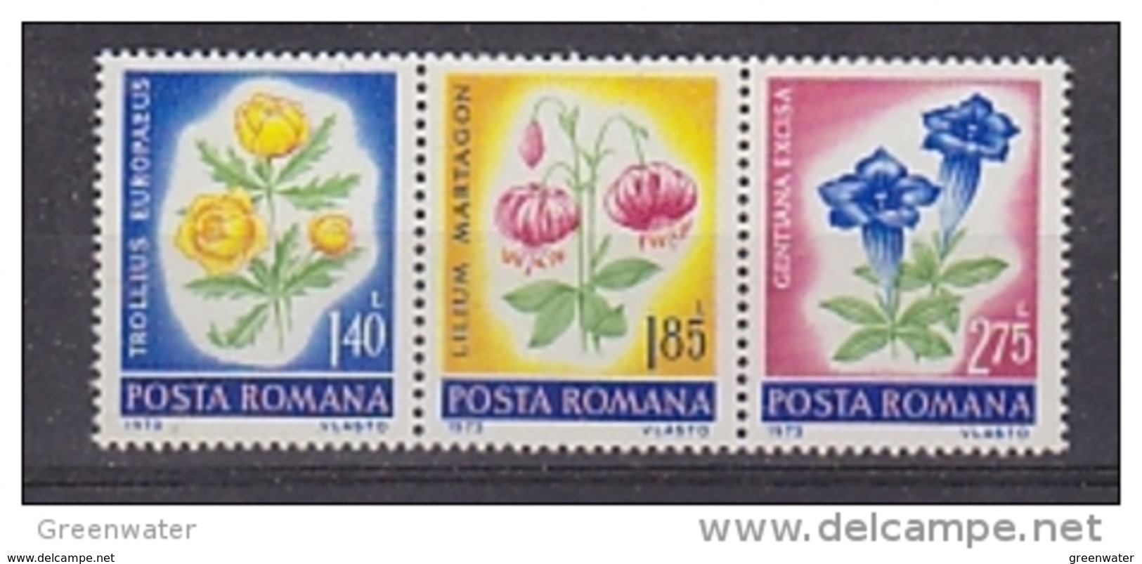 Romania 1973 Flowers Strip Of 3v ** Mnh (43231I) - Ongebruikt