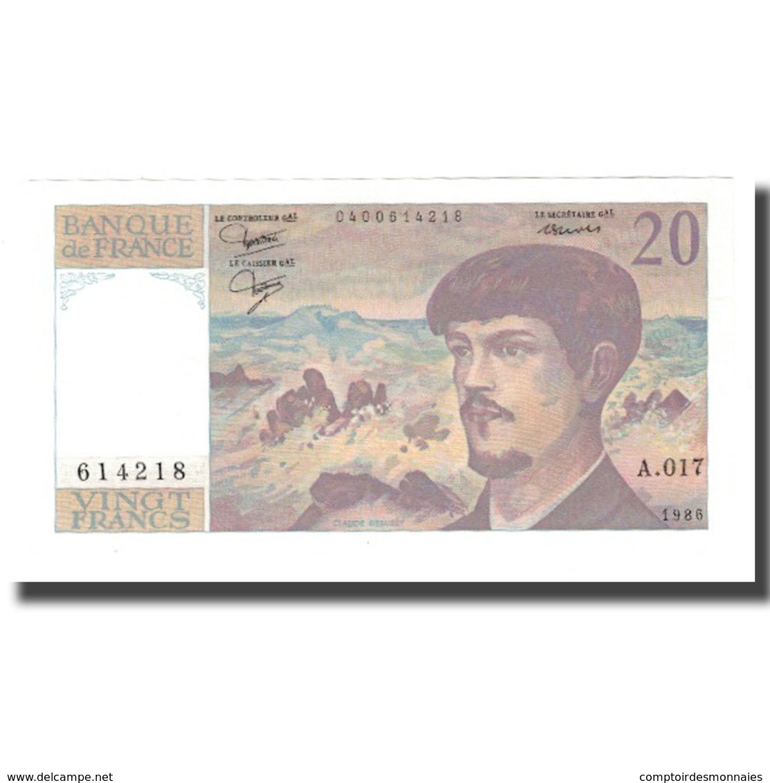 France, 20 Francs, 1986, SPL, Fayette:66.07, KM:151a - 20 F 1980-1997 ''Debussy''