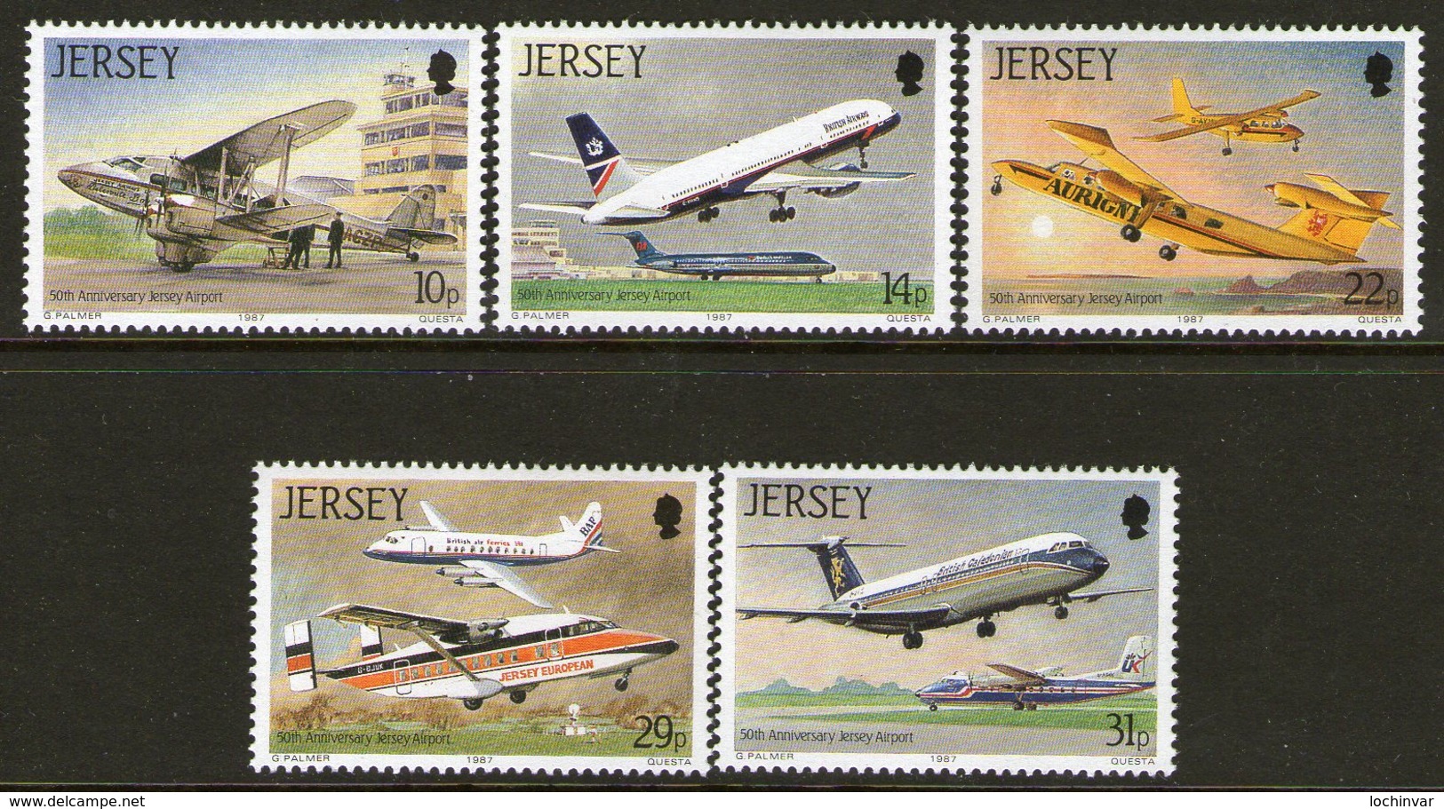 JERSEY, 1987 PLANES 5 MNH - Jersey