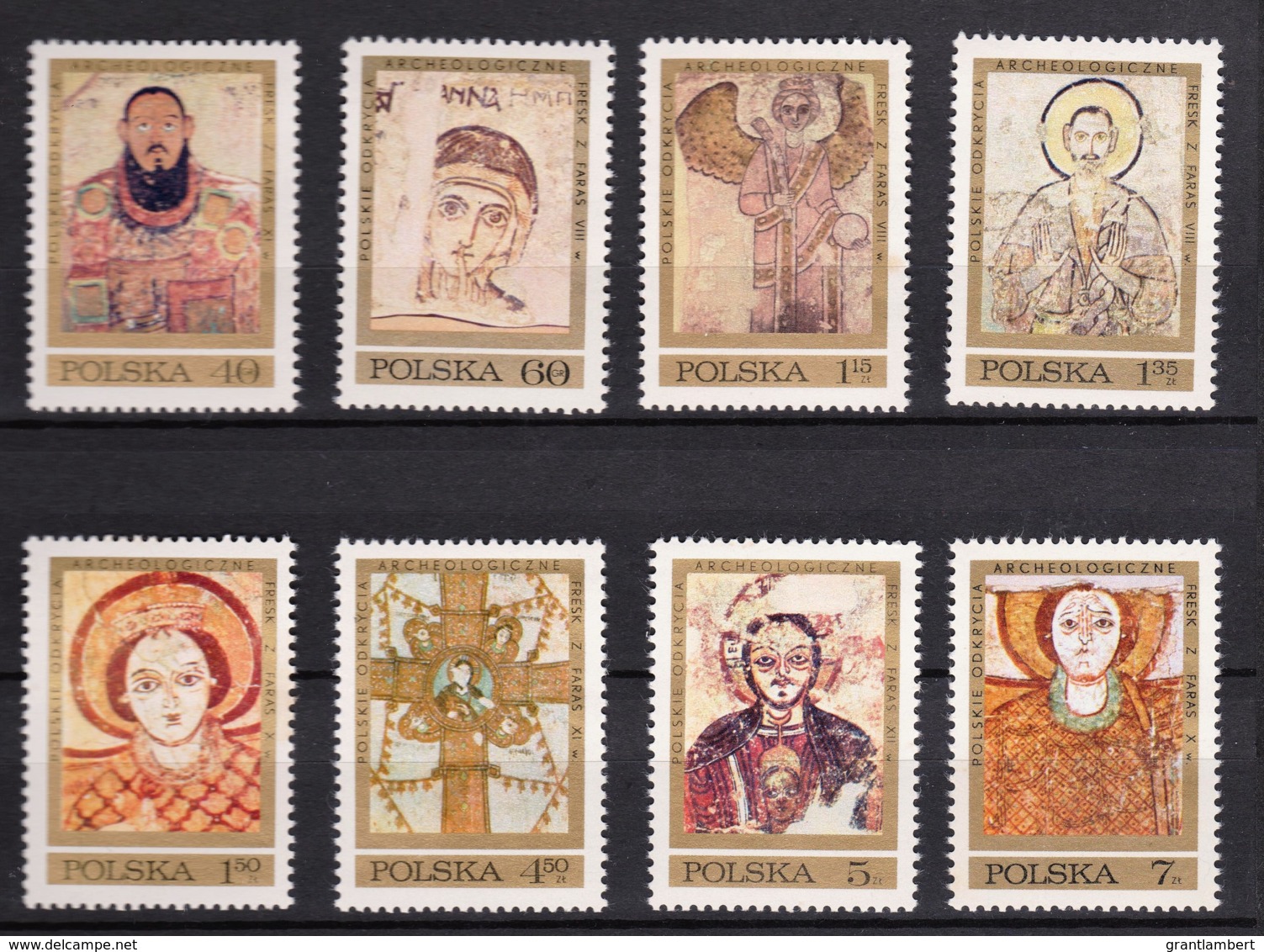 Poland 1971 Fresco - Frescoes At Faras Set Of 8 Mint No Gum - Used Stamps