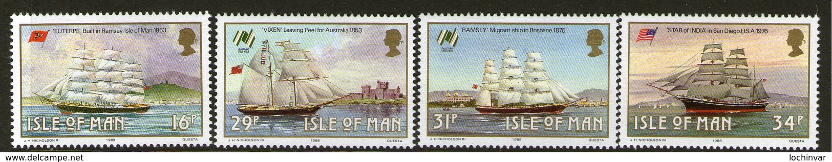 ISLE OF MAN, 1988 SAILING SHIPS 4 MNH - Isle Of Man