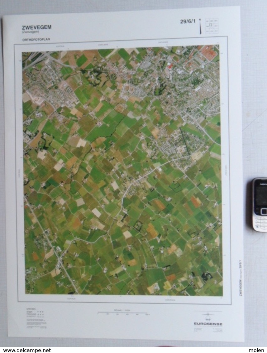 GROTE LUCHT-FOTO ZWEVEGEM LANGEMUNTE KREUPEL In 1990 48x67cm KAART 1/10.000 ORTHOFOTOPLAN PHOTO AERIENNE LUCHTFOTO R760 - Zwevegem