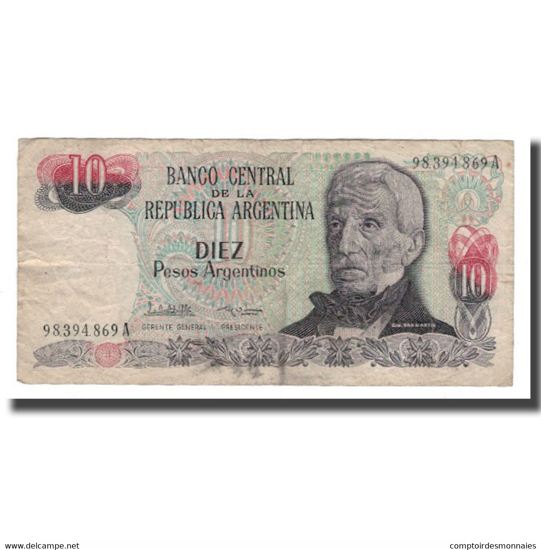 Billet, Argentine, 10 Pesos Argentinos, Undated (1983-84), KM:313a, TB - Argentine