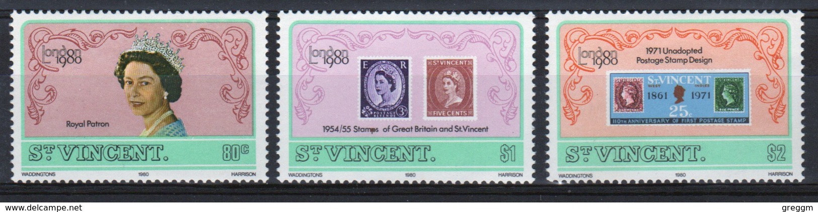 St.Vincent 1980 Set Of Stamps To Celebrate London 1980 Stamp Exhibition. - St.Vincent (1979-...)