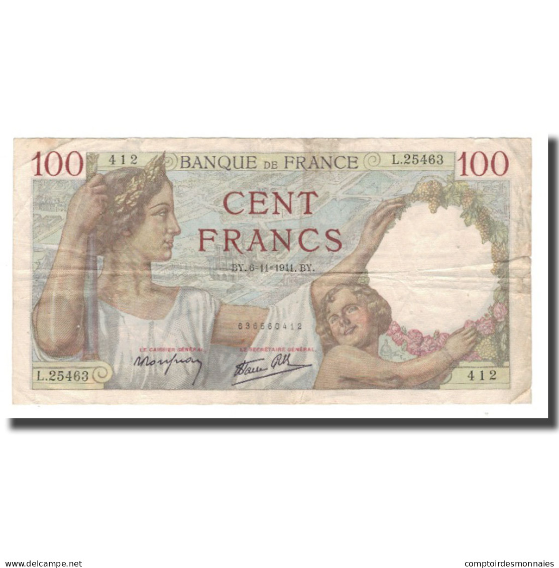 France, 100 Francs, 1941, 1941-11-06, TTB, Fayette:26.60, KM:94 - 100 F 1939-1942 ''Sully''