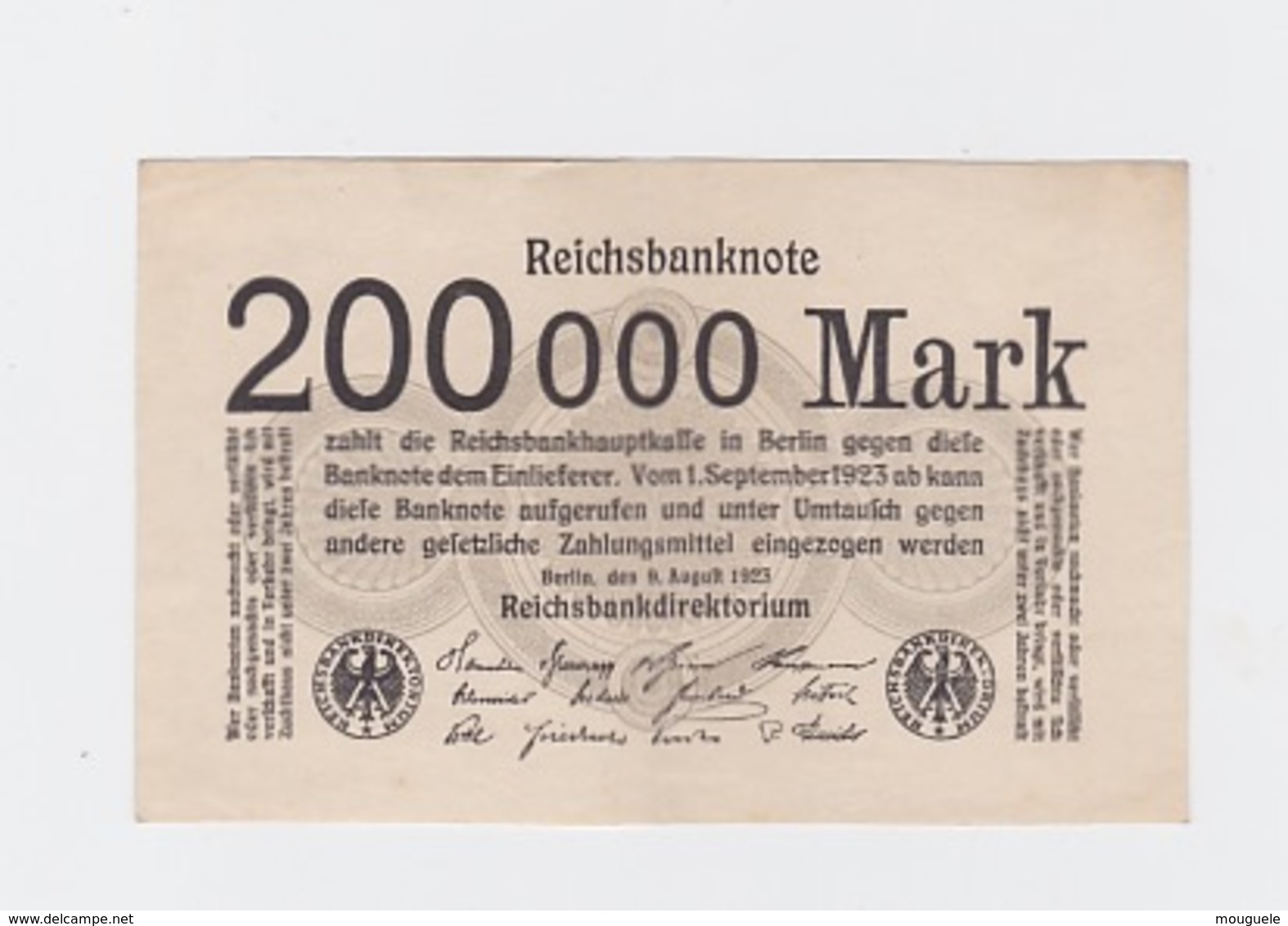 Billet De 200 000 Mark Du 9-8-1923 Uniface   Pick 100 - Autres & Non Classés