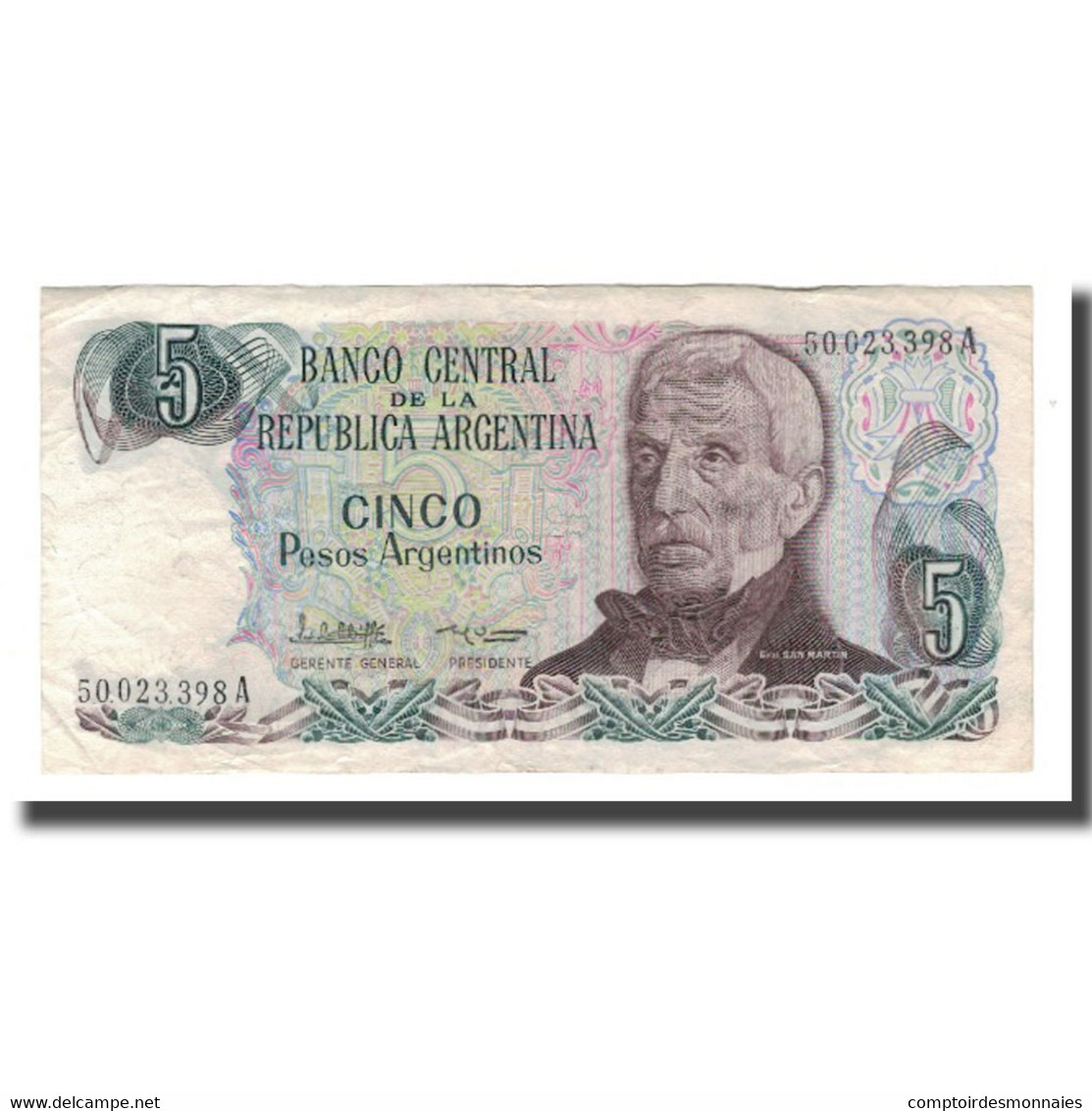 Billet, Argentine, 5 Pesos Argentinos, Undated (1983-84), KM:312a, TTB - Argentine