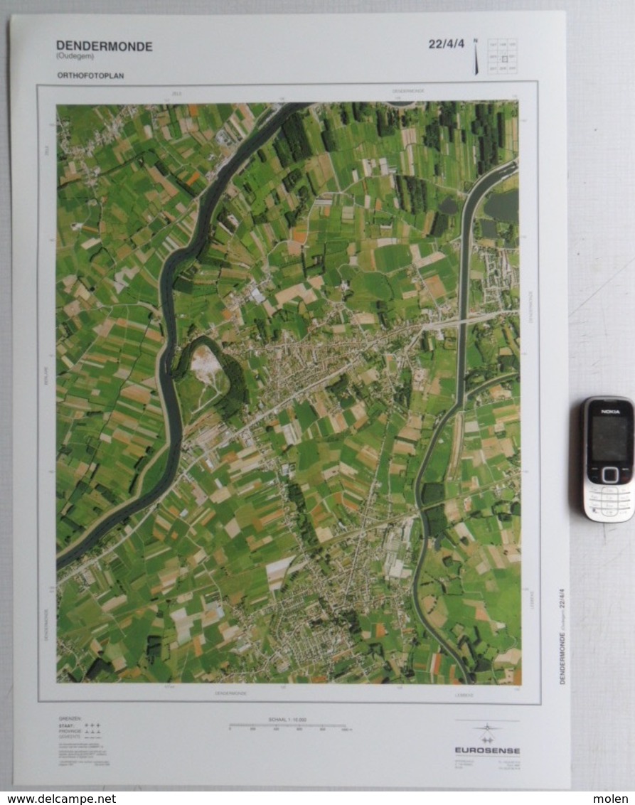 GROTE LUCHT-FOTO OUDEGEM APPELS DENDERMONDE ©1990 KAART 48x67cm ORTHOFOTOPLAN TOPOGRAPHIE PHOTO AERIENNE LUCHTFOTO R723 - Dendermonde