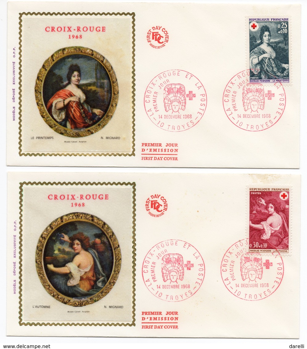 FDC France 1968 - Croix Rouge 1968 YT 1580 & 1581 - 10 Troyes - 1960-1969