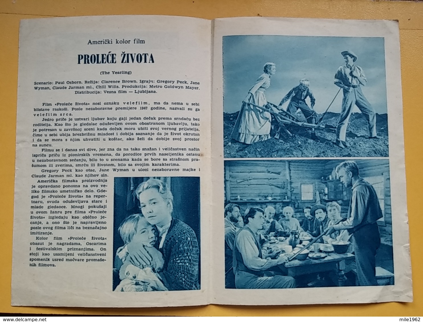 PROG 18 - THE YEARLING - Yugoslavia Movie Program-Publicité,- GREGORY PECK, JANE WYMAN - Magazines