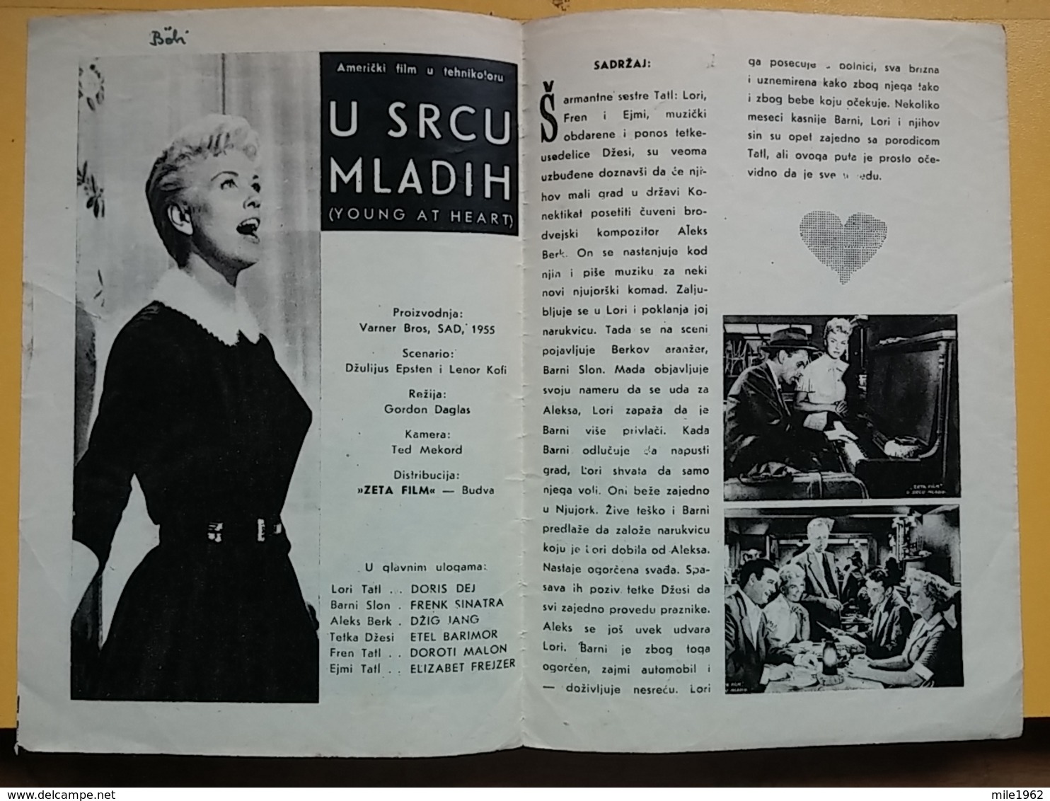 PROG 20 - YOUNG AT HEART - Yugoslavia Movie Program-Publicité,- Doris Day, Frank Sinatra - Magazines