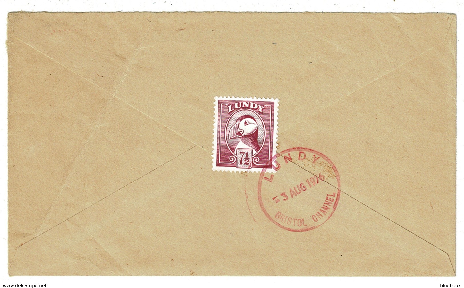Ref 1307 - 1976 Lundy Commercial Cover - Lundy Ilfracombe Meter Mark - 7 1/2 Puffin Stamp - Local Issues