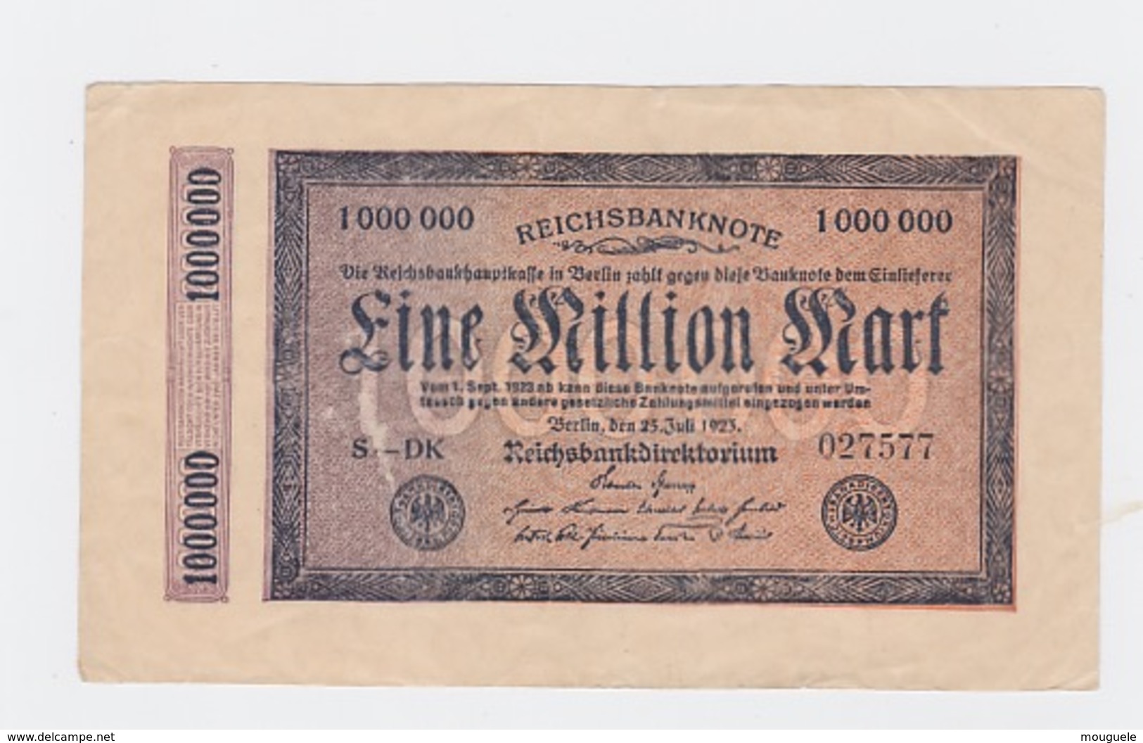 Billet De 1 Million Mark Du 25-7-1923 Uniface   Pick 93 - Sonstige & Ohne Zuordnung