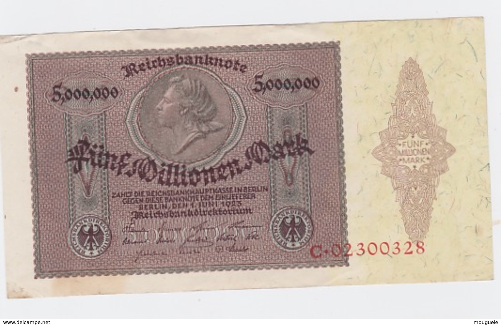 Billet De 5 Million Mark Du 1-6-1923 Uniface   Pick 90 Neuf Mais  Tache - Sonstige & Ohne Zuordnung