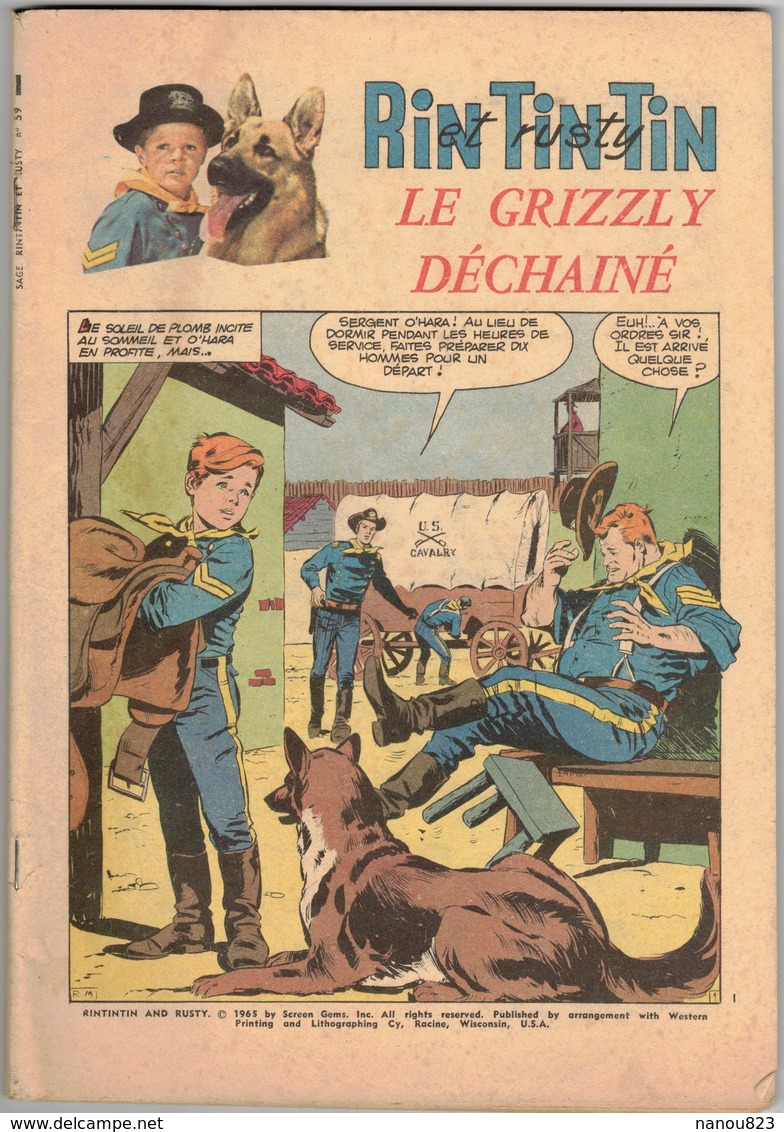 Version Intégrale Papier RIN TIN TIN Et RUSTY RINTINTIN And RUSTY By Screen GEMS N° 59 ANNEE 1965 LE GRIZZLY DECHAINE - Rintintin