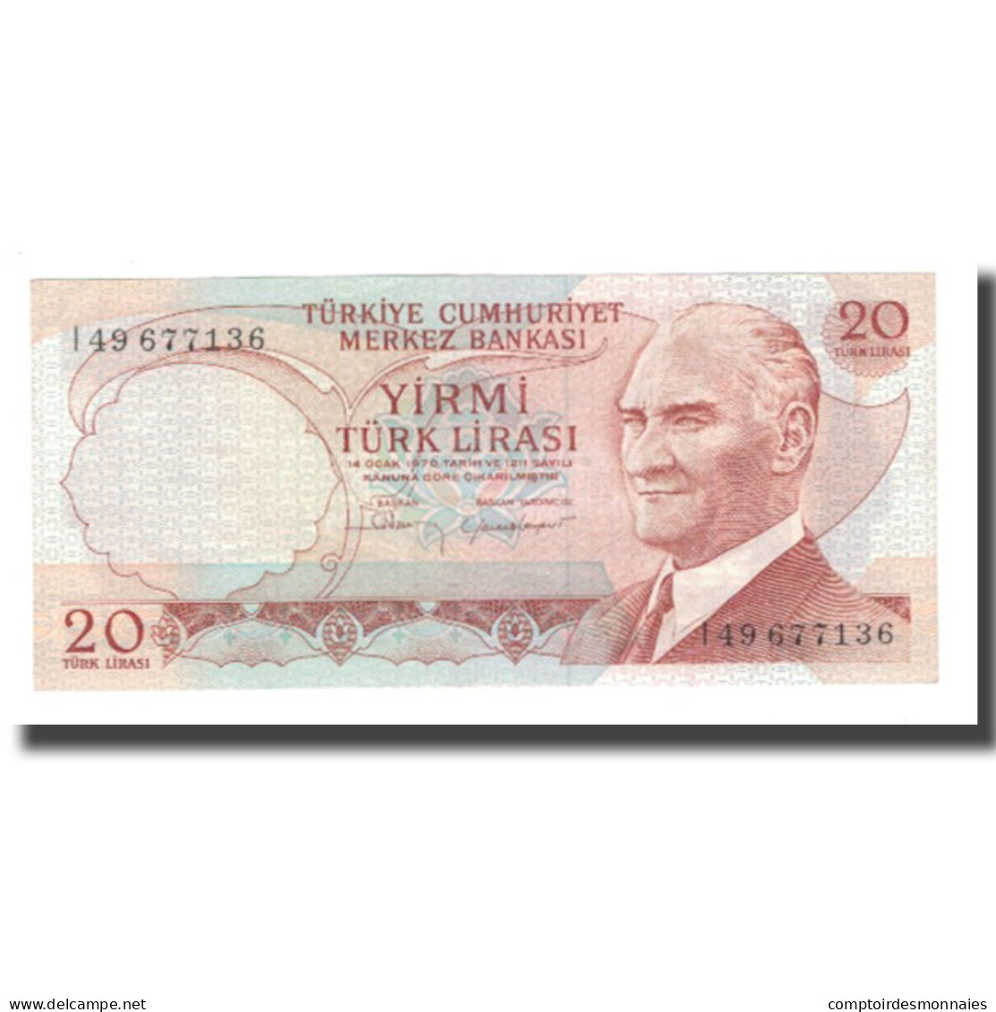 Billet, Turquie, 20 Lira, L.1970, KM:187b, SPL - Turkey