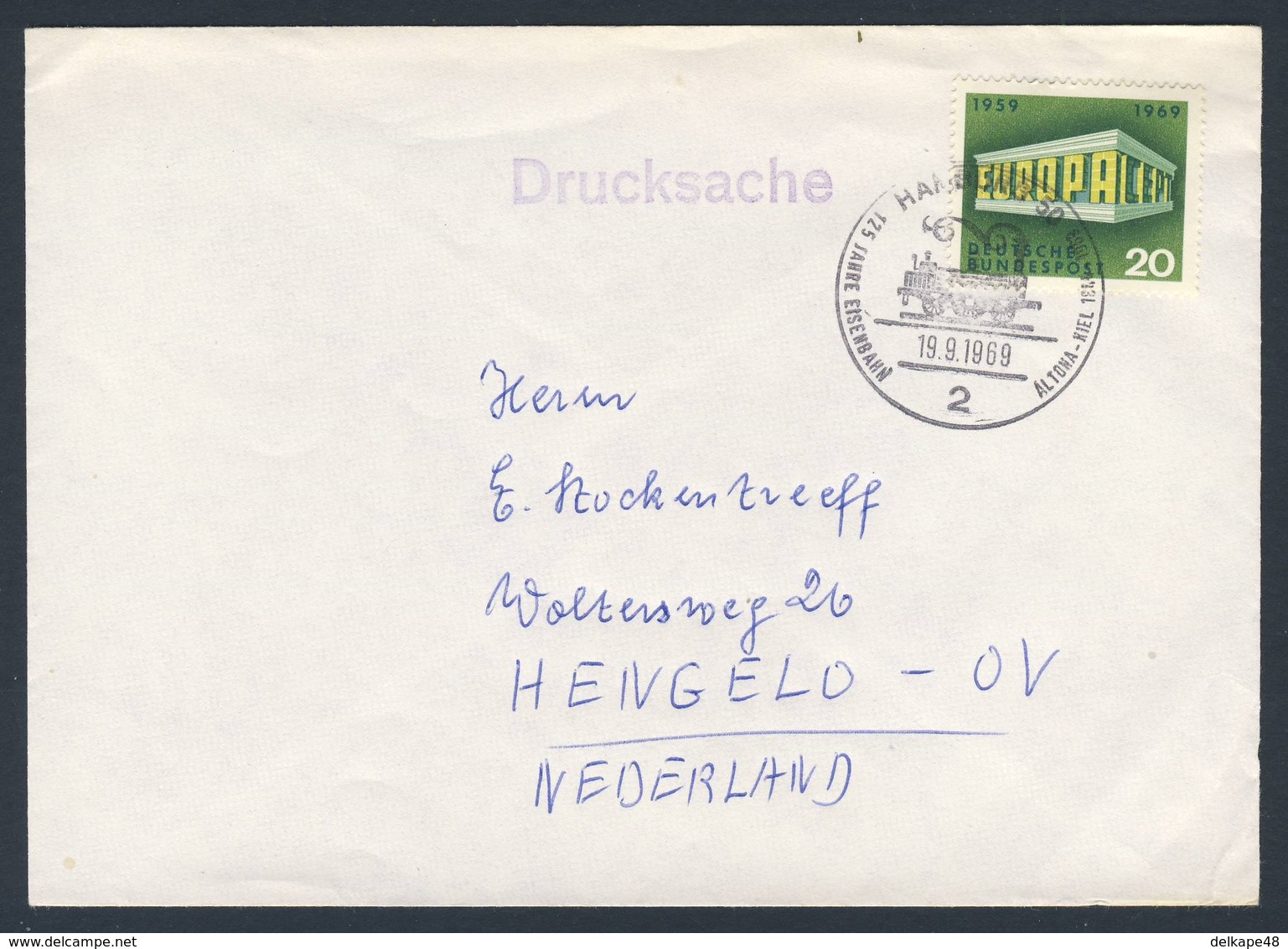 Deutschland Germany 1969 Brief Cover - 125 Jahre Eisenbahn Altona - Kiel 1844-1969 / Railway / Chemin De Fer - Treinen