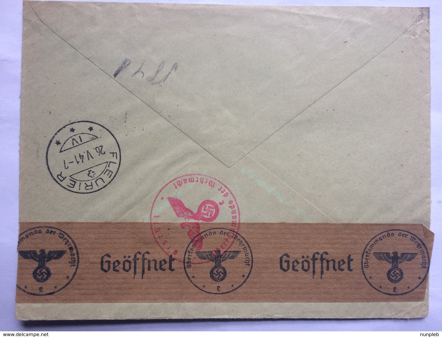 GERMANY 1941 Registered Berlin Lichterfelde Cover Sent To Fleurier Switzerland Censor Tape And Marks - Briefe U. Dokumente