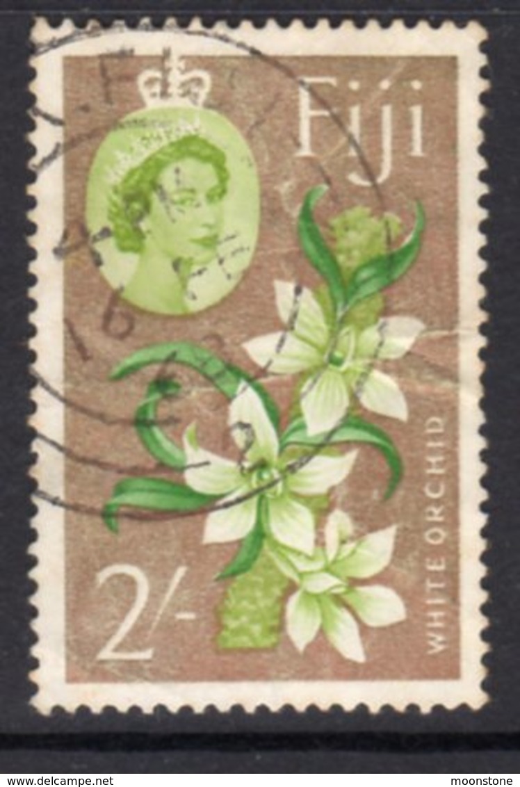 Fiji QEII 1962-7 2/- White Orchid Definitive, Wmk. St. Edward's Crown, Used, SG 319 (BP2) - Fiji (...-1970)