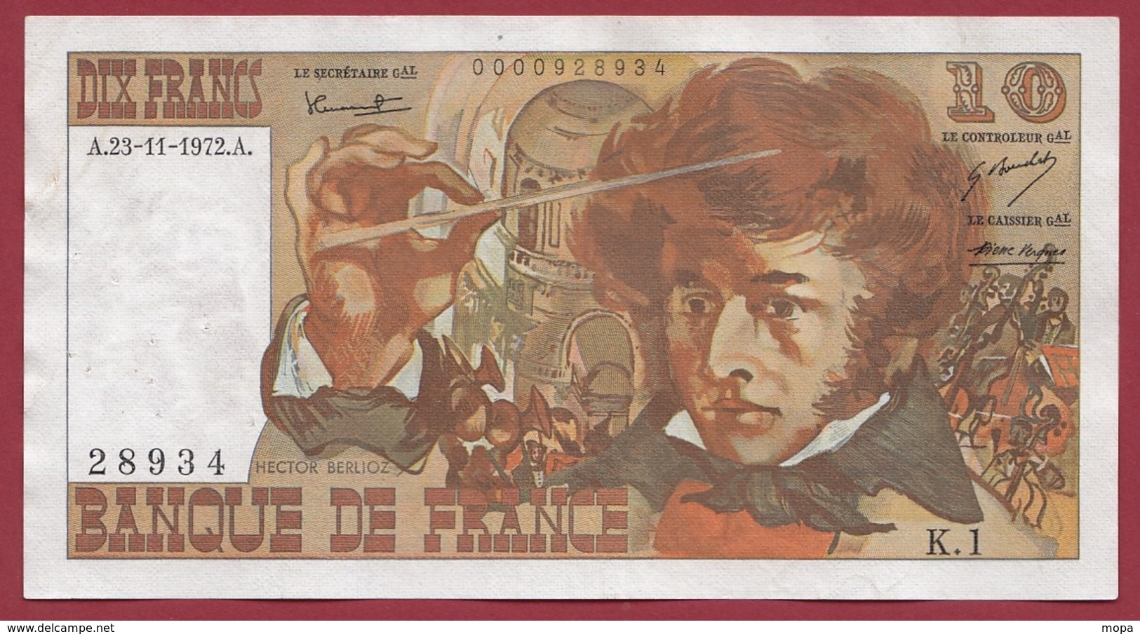 10 Francs "Berlioz" Du 23/11/1972.A --VF/SUP---ALPH K.1 - 10 F 1972-1978 ''Berlioz''