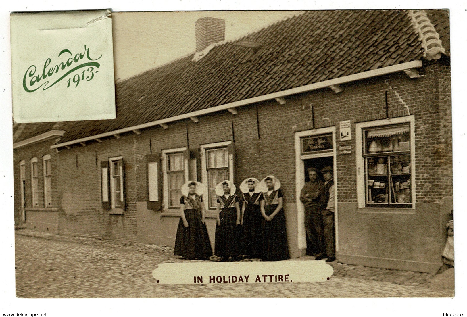 Ref 1308 - 1913 Ethnic Calender Novelty Postcard - Group Of Women In Holiday Attire Holland Netherlands - Europe