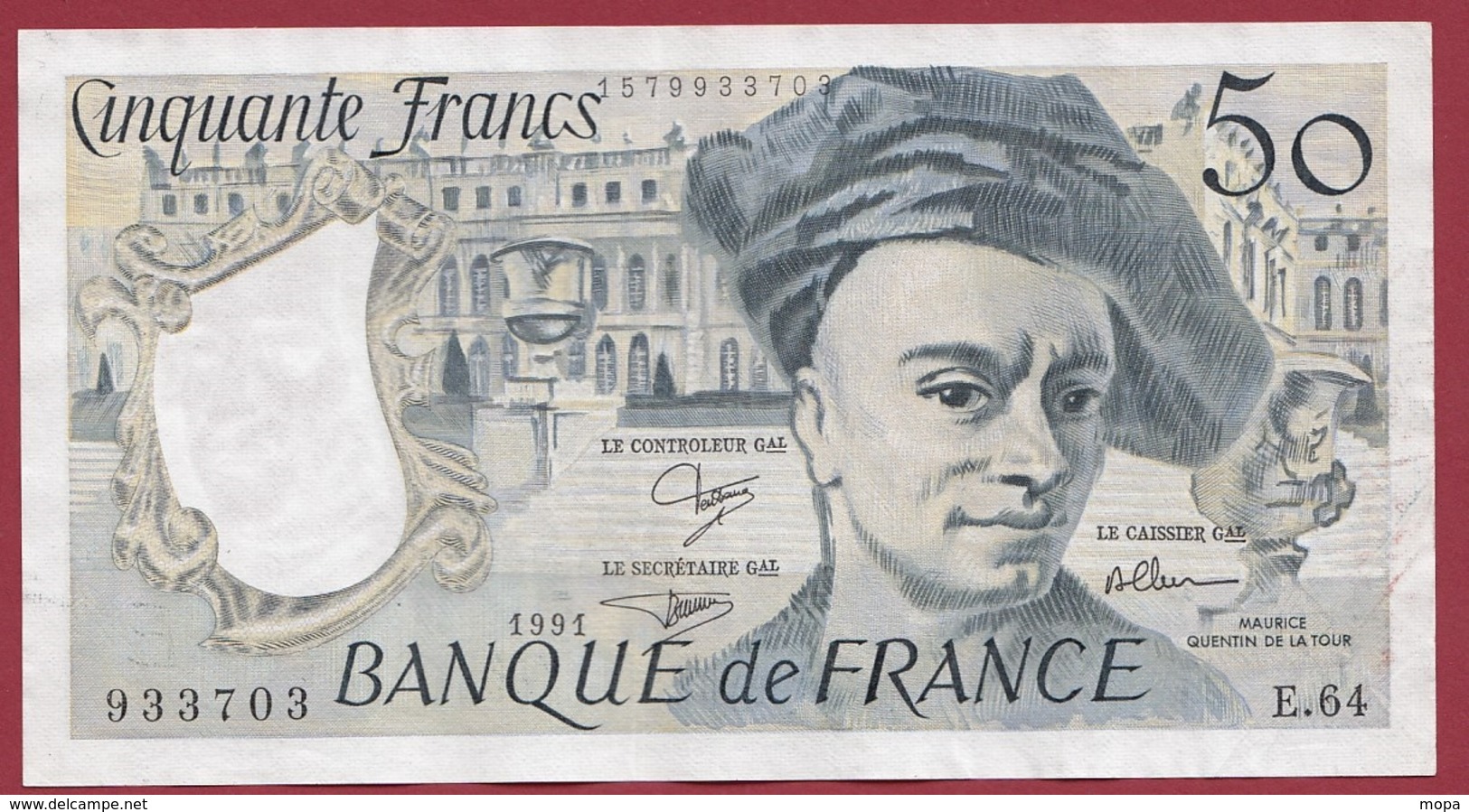 50 Francs "Quentin De La Tour" 1991 --VF/SUP---ALPH E.64---AUCUN TROU D EPINGLE - 50 F 1976-1992 ''Quentin De La Tour''