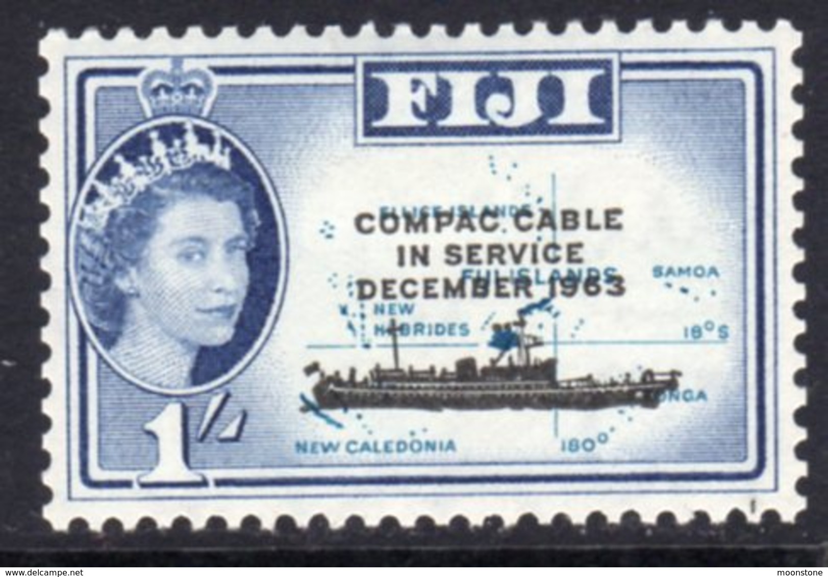 Fiji QEII 1963 Compac Cable & Ship Overprint, Hinged Mint, SG 335 (BP2) - Fiji (...-1970)