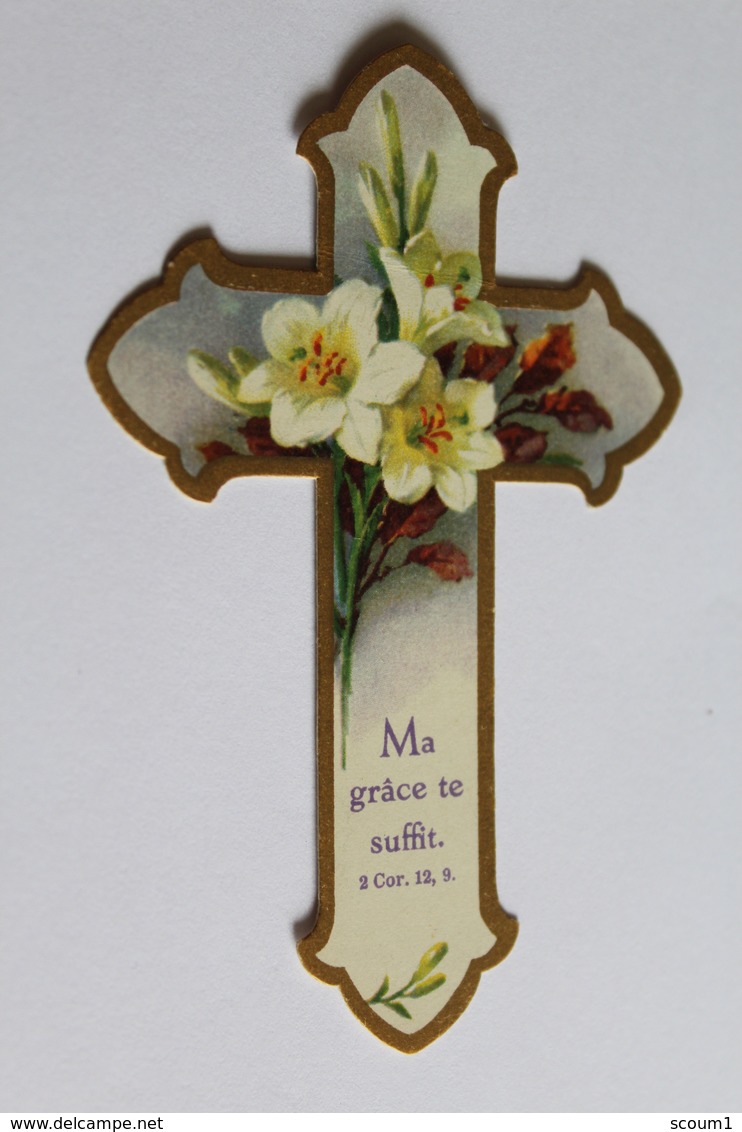 Image Religieuse En Forme De Croix  Rare (  Premiere Communion 1936 ) - Devotion Images