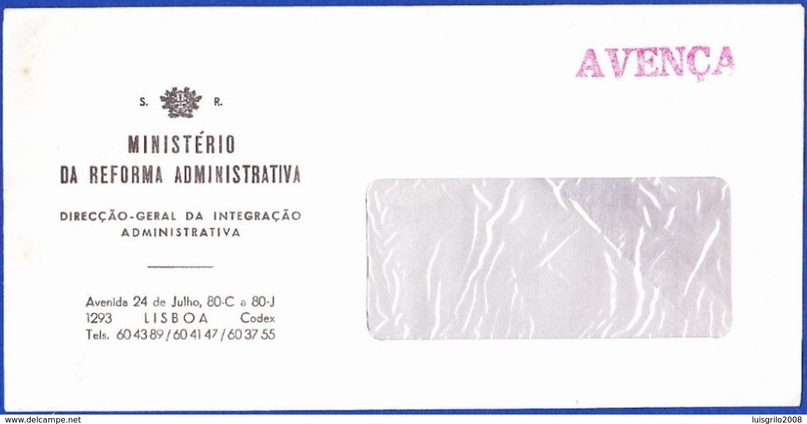 Cover, Ministértio Da Reforma Administrativa - Red Postmark AVENÇA - Storia Postale