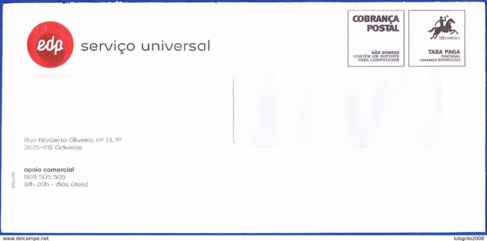 Cover - EDP, Serviço Universal - COBRANÇA POSTAL . TAXA PAGA - Covers & Documents