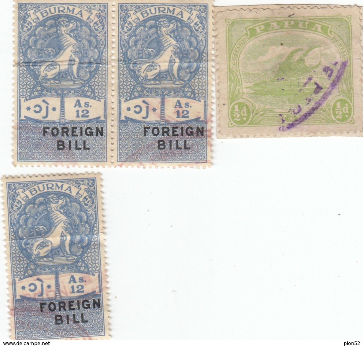 12560-LOTTICINO N°. 4 MARCHE DA BOLLO BURMA-PAPUA - Autres - Asie