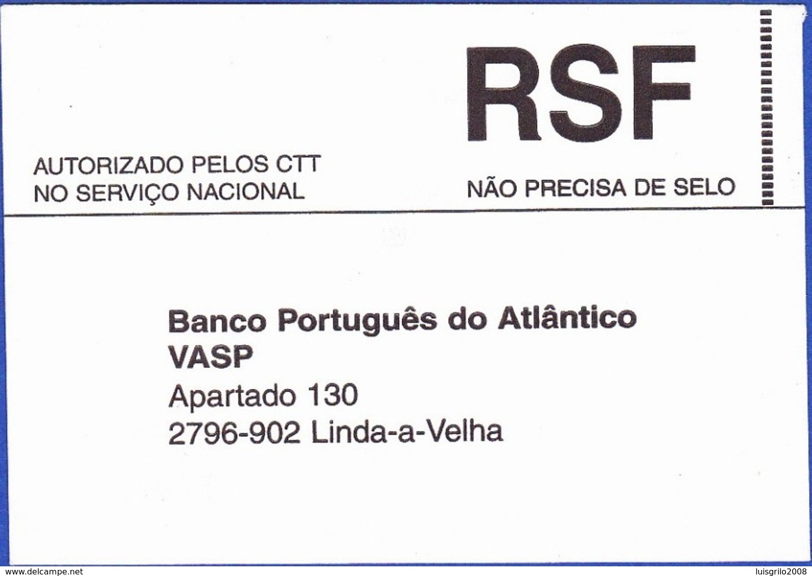 CTT Serviço Nacional - RSF . NÃO PRECISA DE SELO - Lettres & Documents