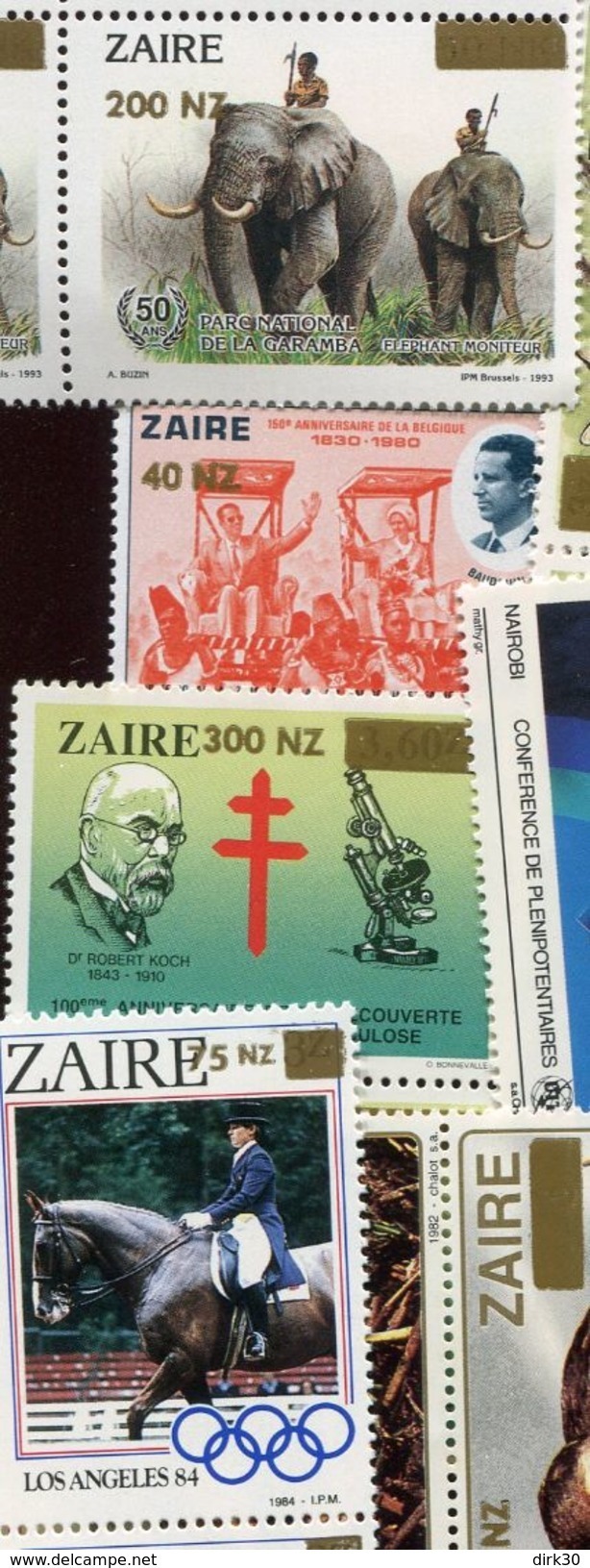 CONGO ZAIRE 1474/83 OCB 13&euro; RR Overprints Birds Robert Koch Medicine Tuberculosis Satellite Nairobi Conference - Neufs