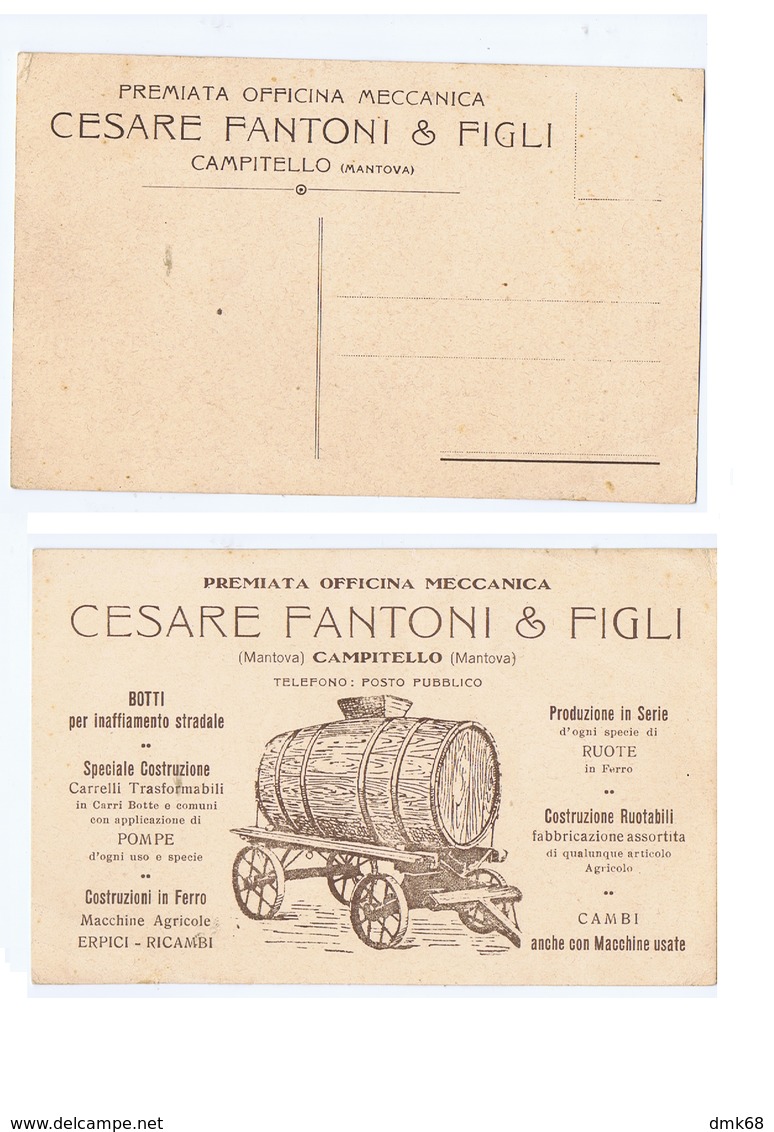 CAMPITELLO ( MANTOVA ) PREMIATA OFFICINA MECCANICA CESARE FANTONI & FIGLI - 1920s (3310) - Mantova