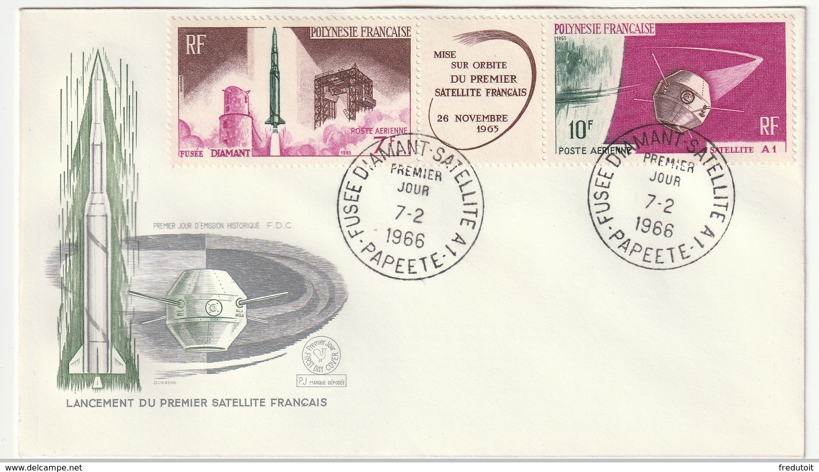 FDC - Polynésie - 1966 - Lancement Du Premier Satellite Français - FDC