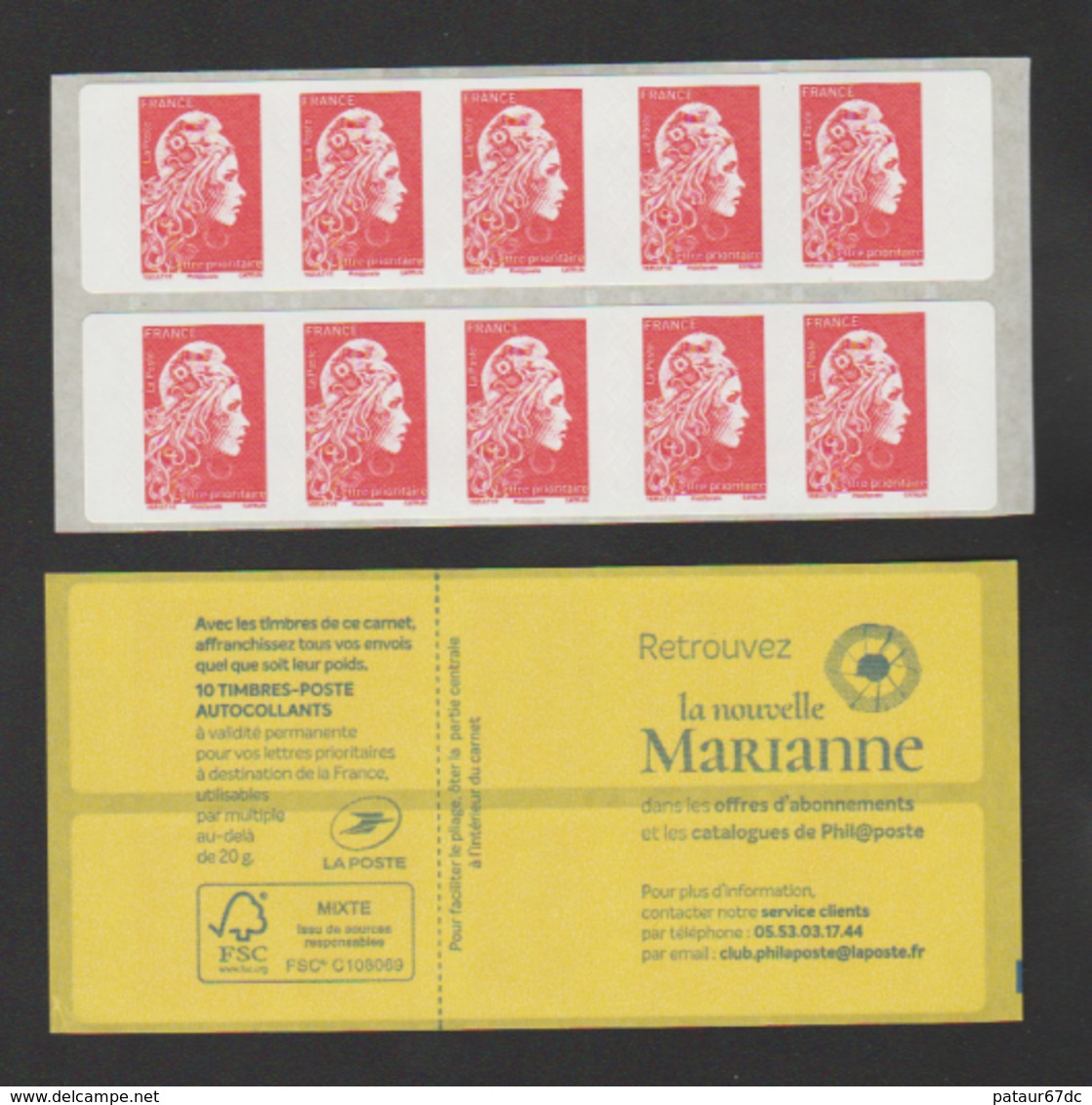 FRANCE / 2018 / Y&T N° AA 1599B ? ** Ou C???? ** : Marianne D'YZ (Carnet Automate Nouv Marianne) 10 TVP LP - Sans N° - Autres & Non Classés