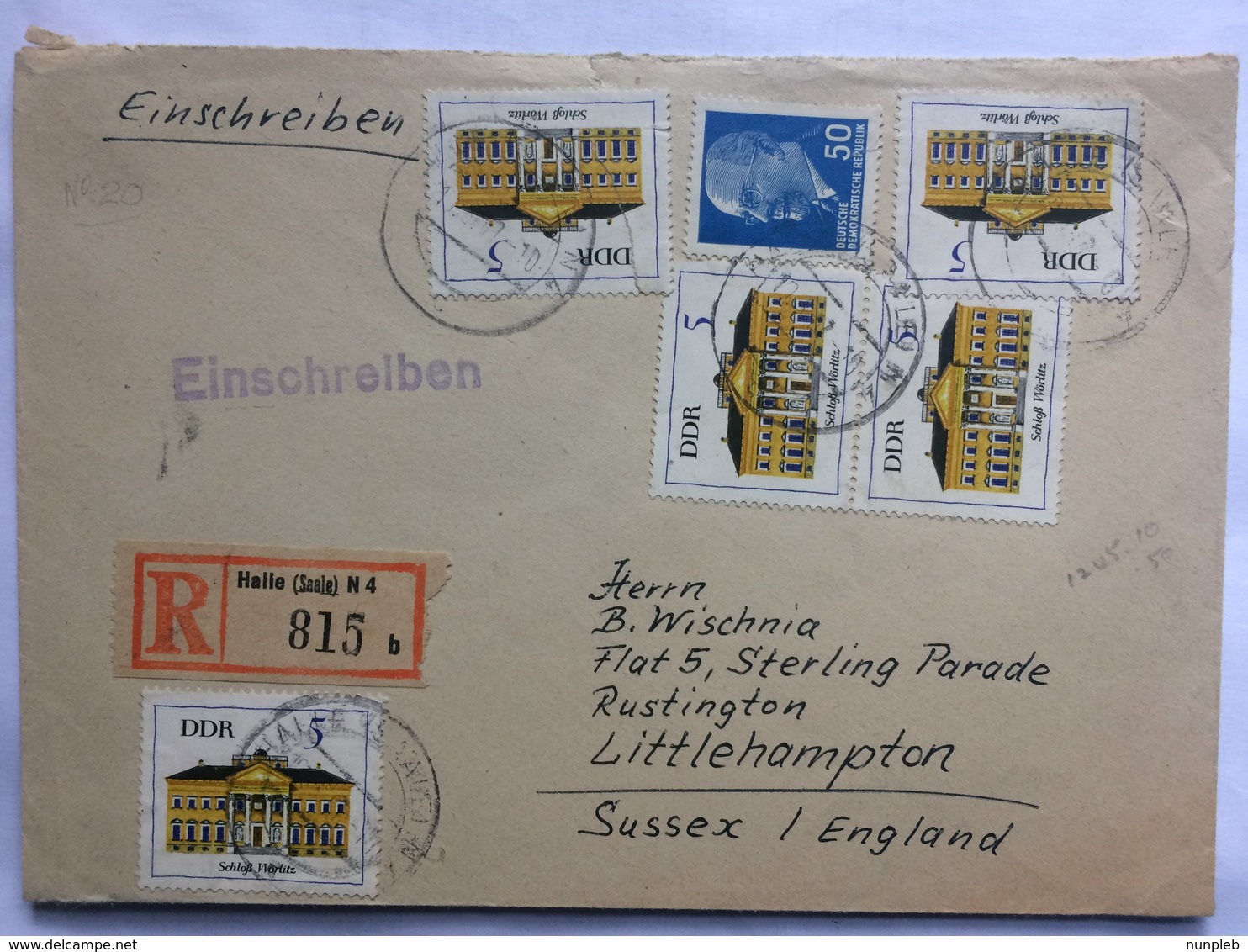 GERMANY 1967 DDR Cover Registered Halle To Littlehampton England - Covers & Documents