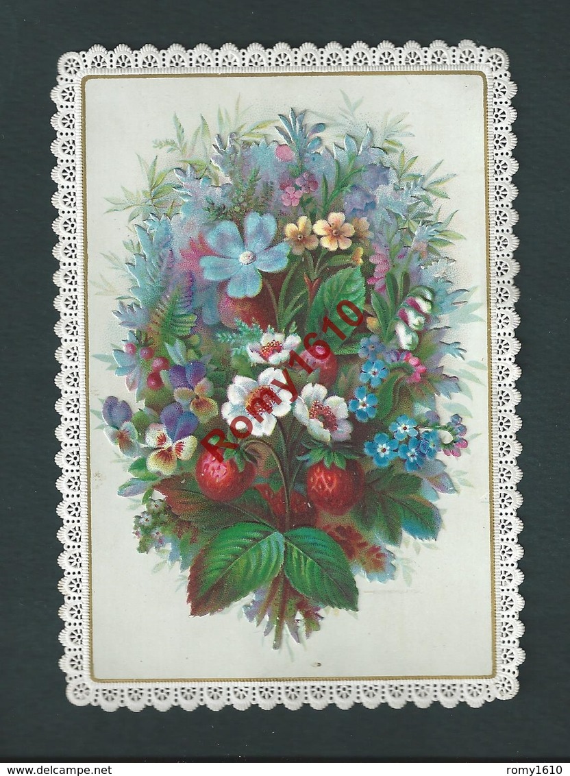 Mignonnette Avec Collage Et Relief. Souvenir De Communion Pour 1879. Deux Mains Entrelacées - Collections